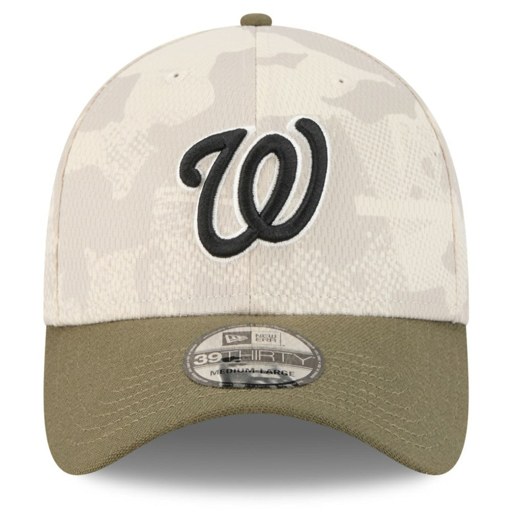 Washington Nationals New Era 2025 Armed Forces Day 39THIRTY Flex Hat - Light Beige/Olive Hats