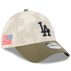 Los Angeles Dodgers New Era 2025 Armed Forces Day 39THIRTY Flex Hat - Light Beige/Olive Hats