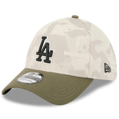 Los Angeles Dodgers New Era 2025 Armed Forces Day 39THIRTY Flex Hat - Light Beige/Olive Hats