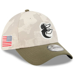 Baltimore Orioles New Era 2025 Armed Forces Day 39THIRTY Flex Hat - Light Beige/Olive Hats