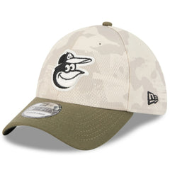 Baltimore Orioles New Era 2025 Armed Forces Day 39THIRTY Flex Hat - Light Beige/Olive Hats