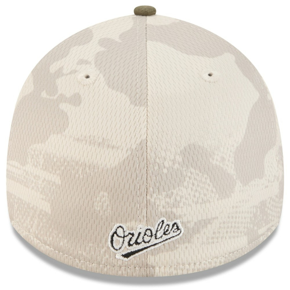 Baltimore Orioles New Era 2025 Armed Forces Day 39THIRTY Flex Hat - Light Beige/Olive Hats