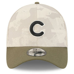 Chicago Cubs New Era 2025 Armed Forces Day 39THIRTY Flex Hat - Light Beige/Olive Hats