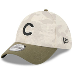 Chicago Cubs New Era 2025 Armed Forces Day 39THIRTY Flex Hat - Light Beige/Olive Hats