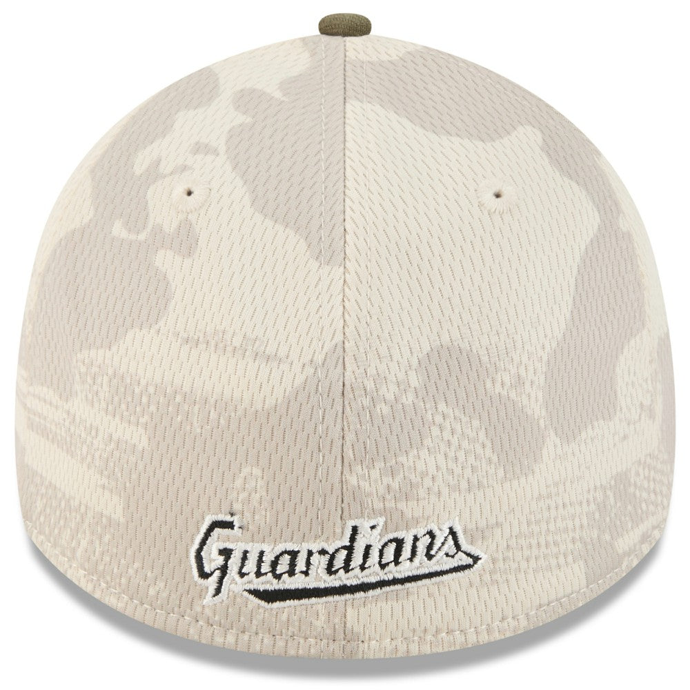 Cleveland Guardians New Era 2025 Armed Forces Day 39THIRTY Flex Hat - Light Beige/Olive Hats