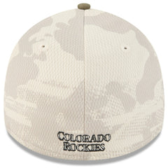 Colorado Rockies New Era 2025 Armed Forces Day 39THIRTY Flex Hat - Light Beige/Olive Hats