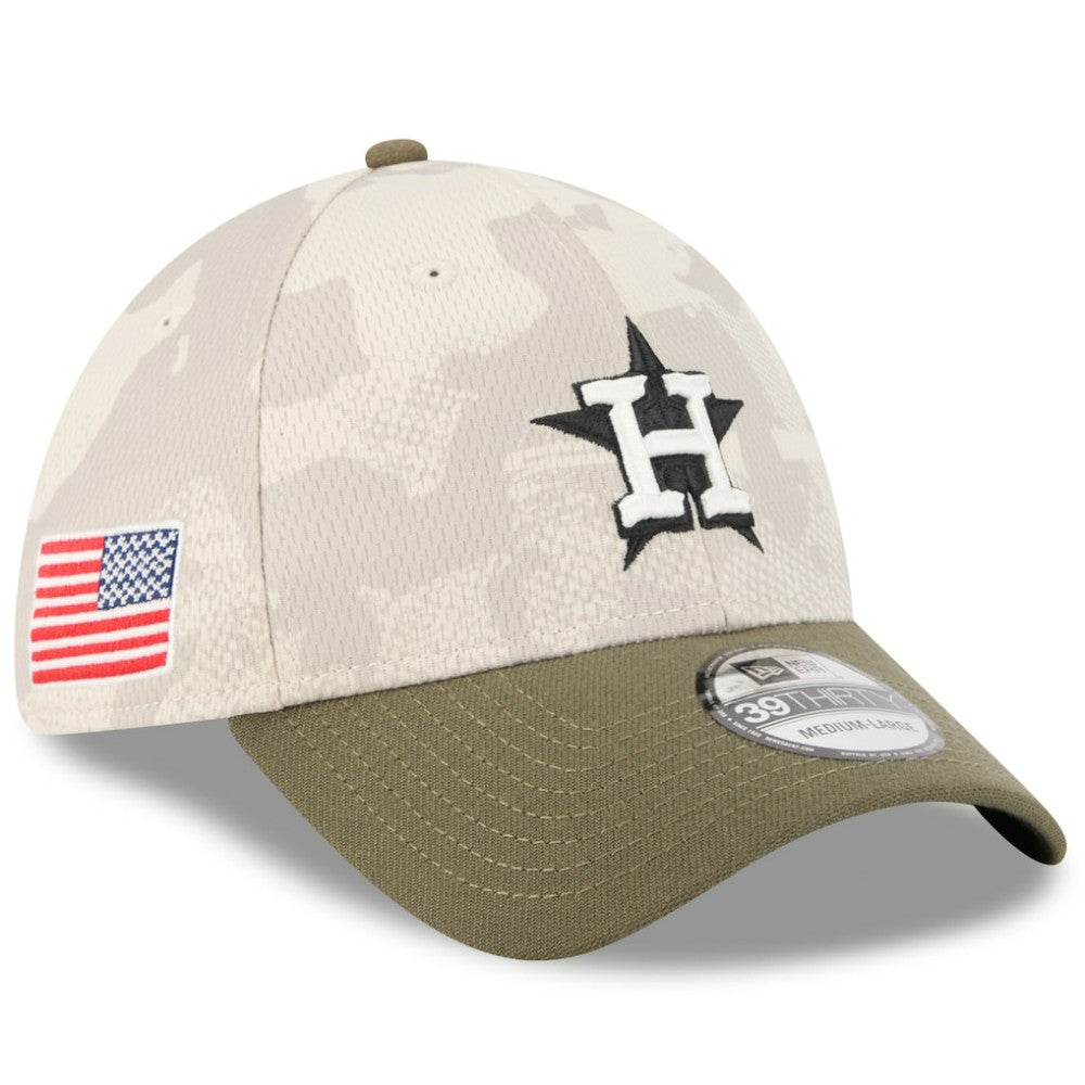 Houston Astros New Era 2025 Armed Forces Day 39THIRTY Flex Hat - Light Beige/Olive Hats