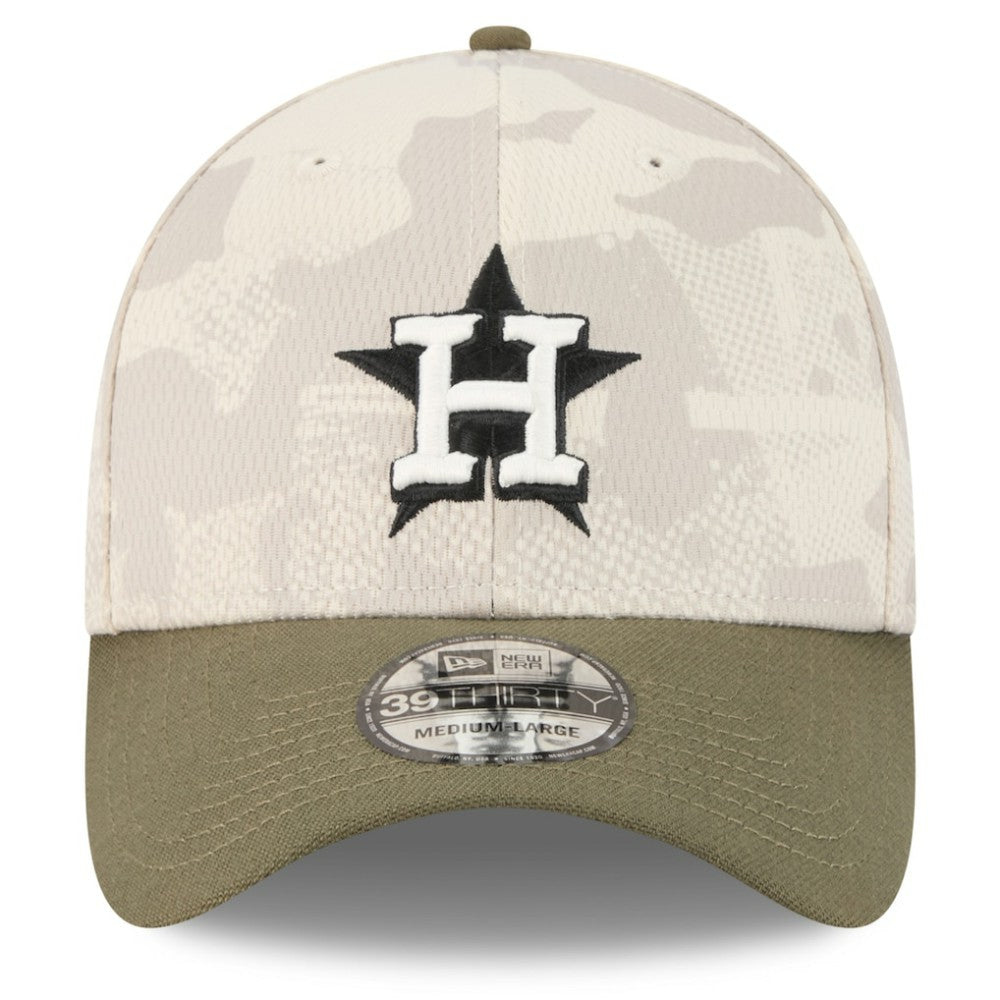 Houston Astros New Era 2025 Armed Forces Day 39THIRTY Flex Hat - Light Beige/Olive Hats