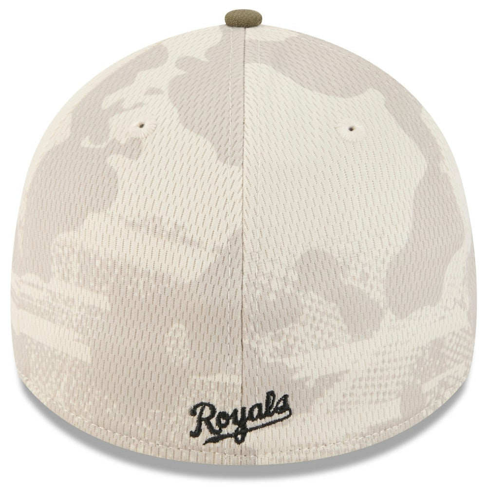 Kansas City Royals New Era 2025 Armed Forces Day 39THIRTY Flex Hat - Light Beige/Olive Hats