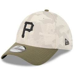 Pittsburgh Pirates New Era 2025 Armed Forces Day 39THIRTY Flex Hat - Light Beige/Olive Hats