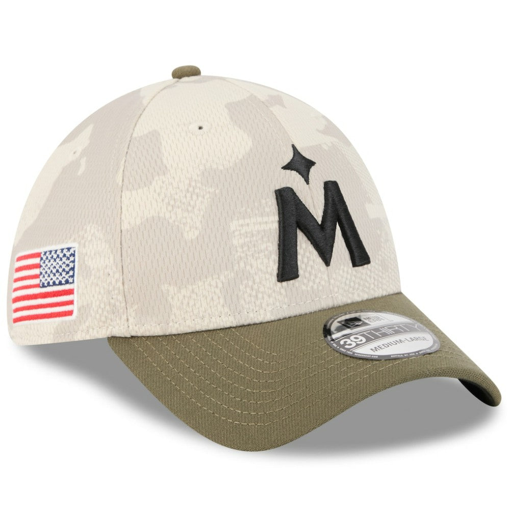 Minnesota Twins New Era 2025 Armed Forces Day 39THIRTY Flex Hat - Light Beige/Olive Hats