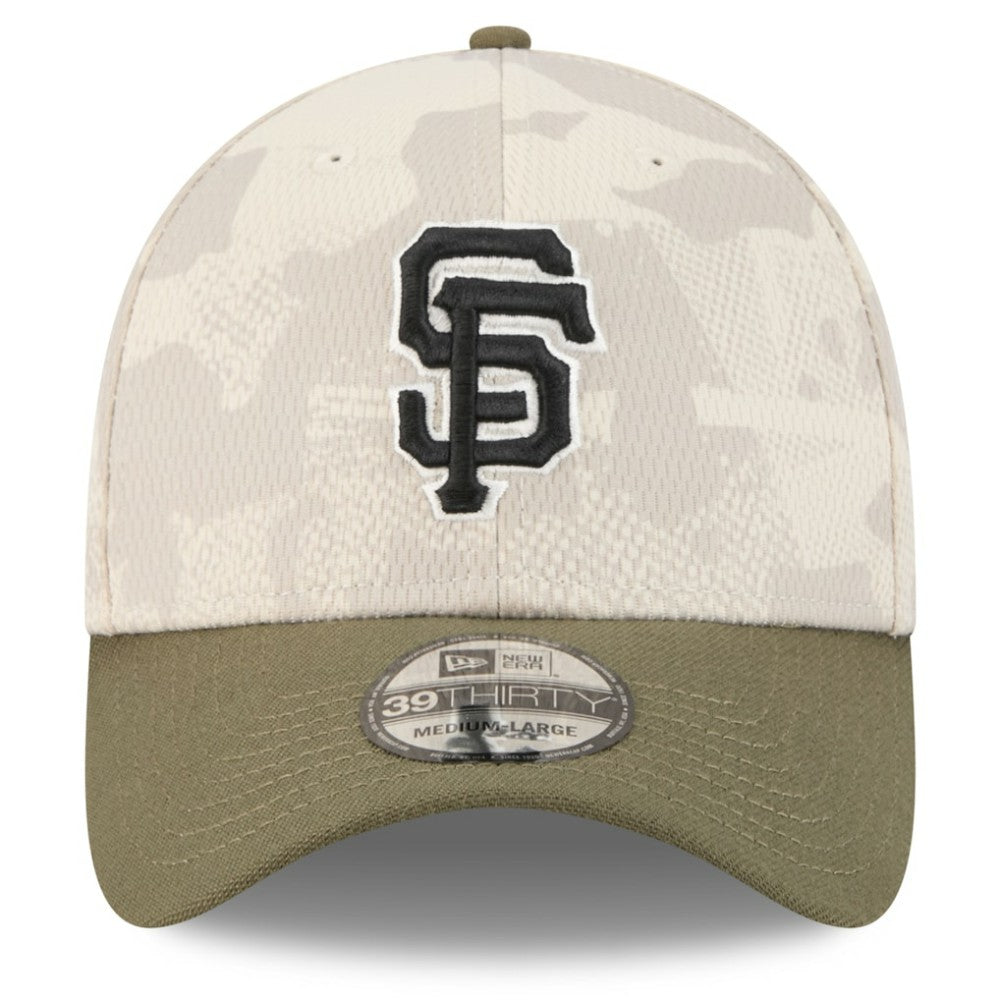 San Francisco Giants New Era 2025 Armed Forces Day 39THIRTY Flex Hat - Light Beige/Olive Hats