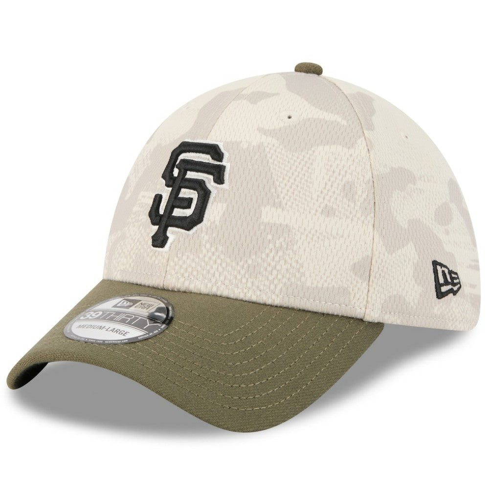 San Francisco Giants New Era 2025 Armed Forces Day 39THIRTY Flex Hat - Light Beige/Olive Hats