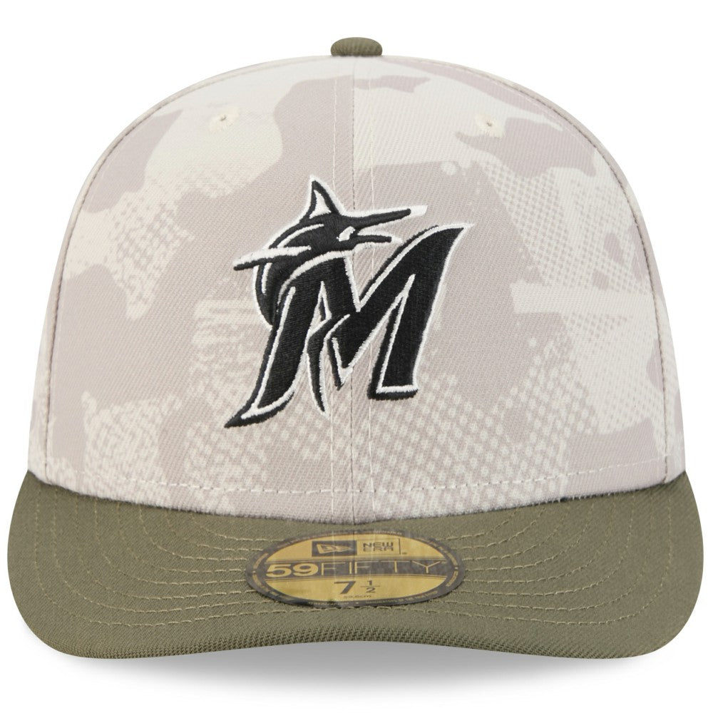 Miami Marlins New Era 2025 Armed Forces Day 59FIFTY Fitted Hat - Light Beige/Olive Hats