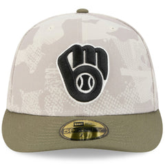 Milwaukee Brewers New Era 2025 Armed Forces Day 59FIFTY Fitted Hat - Light Beige/Olive Hats