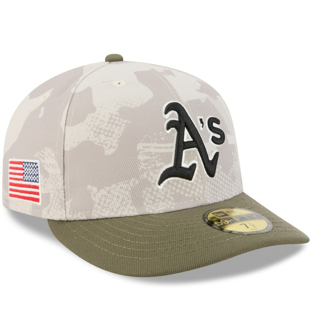Athletics New Era 2025 Armed Forces Day 59FIFTY Fitted Hat - Light Beige/Olive Hats