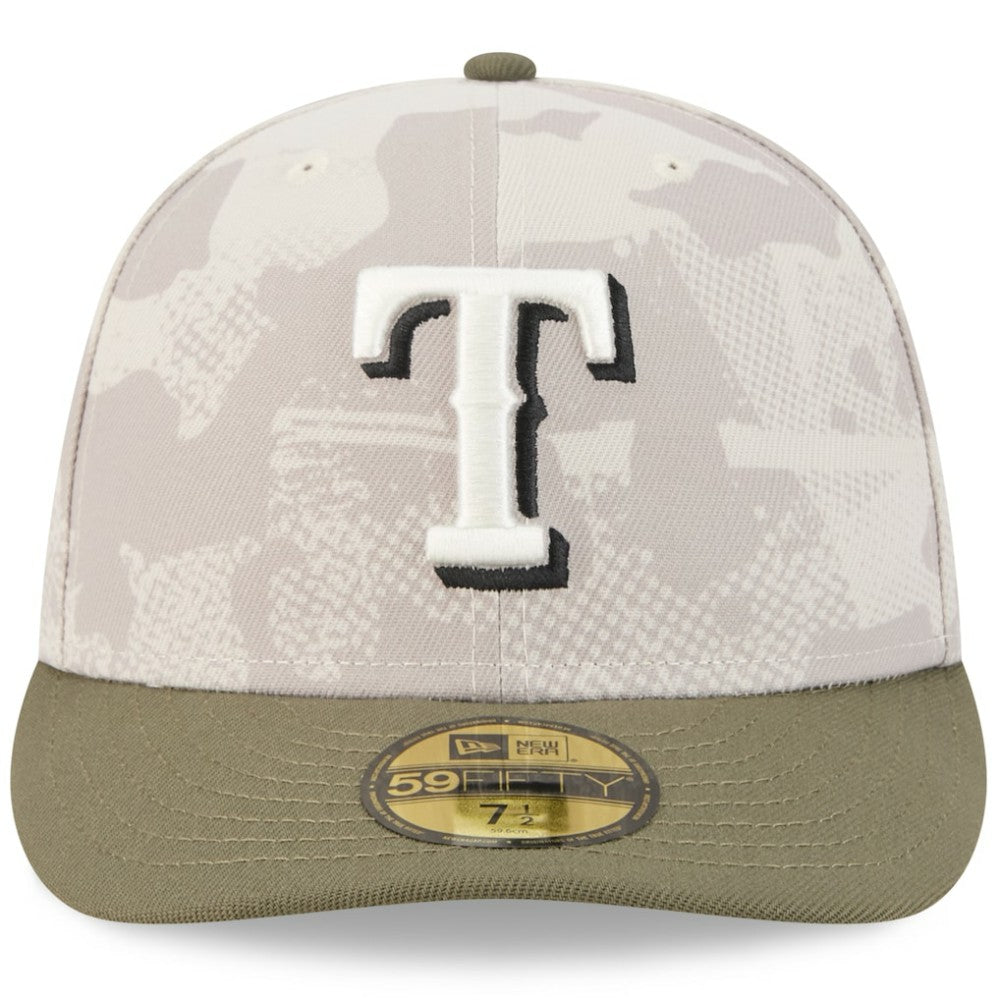 Texas Rangers New Era 2025 Armed Forces Day 59FIFTY Fitted Hat - Light Beige/Olive Hats