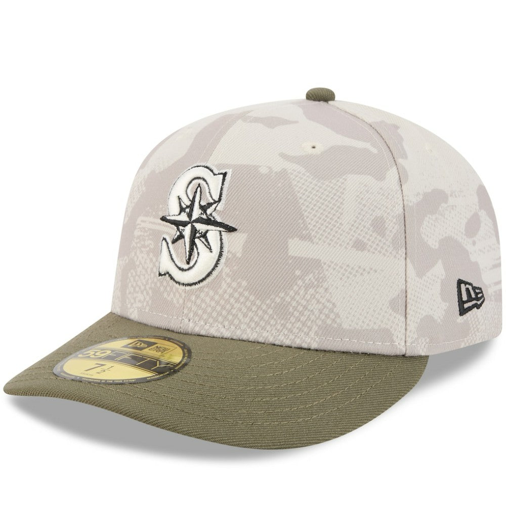 Seattle Mariners New Era 2025 Armed Forces Day 59FIFTY Fitted Hat - Light Beige/Olive Hats