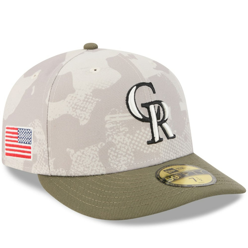 Colorado Rockies New Era 2025 Armed Forces Day 59FIFTY Fitted Hat - Light Beige/Olive Hats