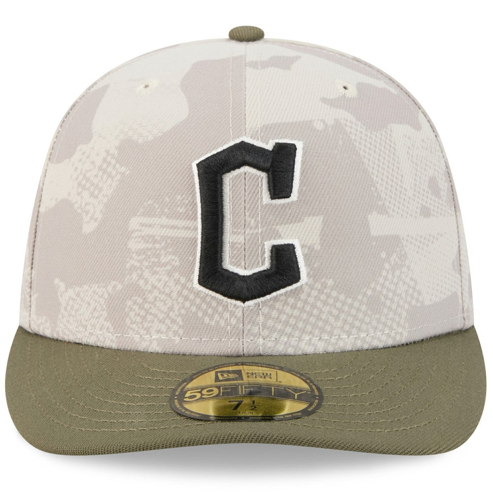 Cleveland Guardians New Era 2025 Armed Forces Day 59FIFTY Fitted Hat - Light Beige/Olive Hats