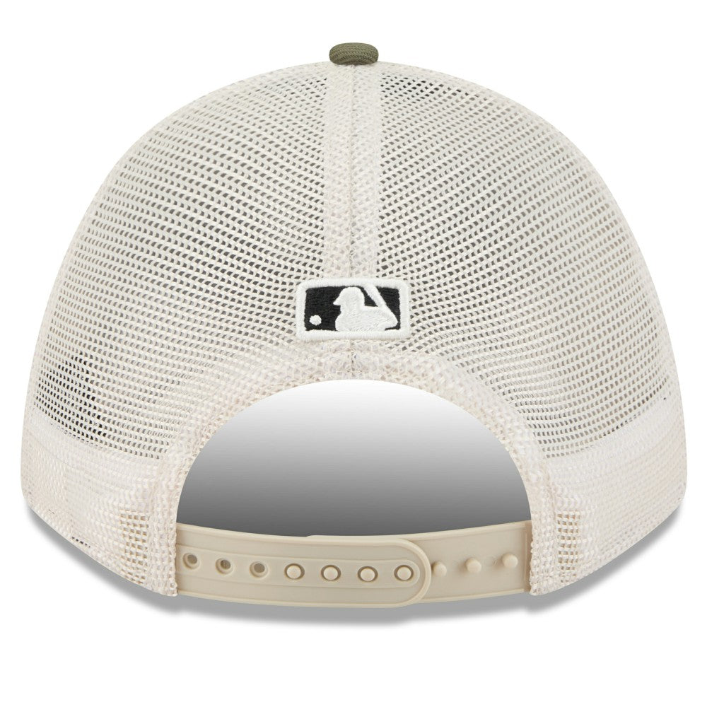 Miami Marlins New Era 2025 Armed Forces Day 9FORTY M-Crown A-Frame Adjustable Hat - Light Beige/Olive Hats