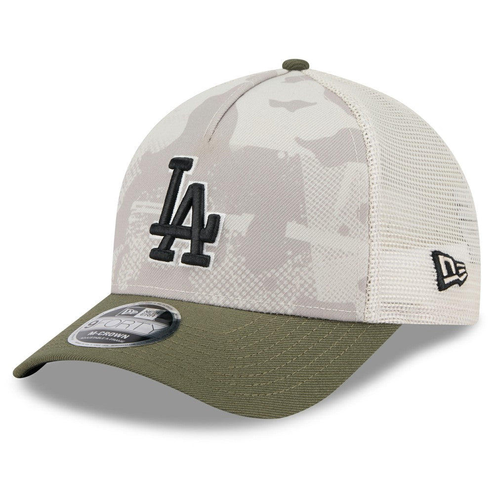 Los Angeles Dodgers New Era 2025 Armed Forces Day 9FORTY M-Crown A-Frame Adjustable Hat - Light Beige/Olive Hats