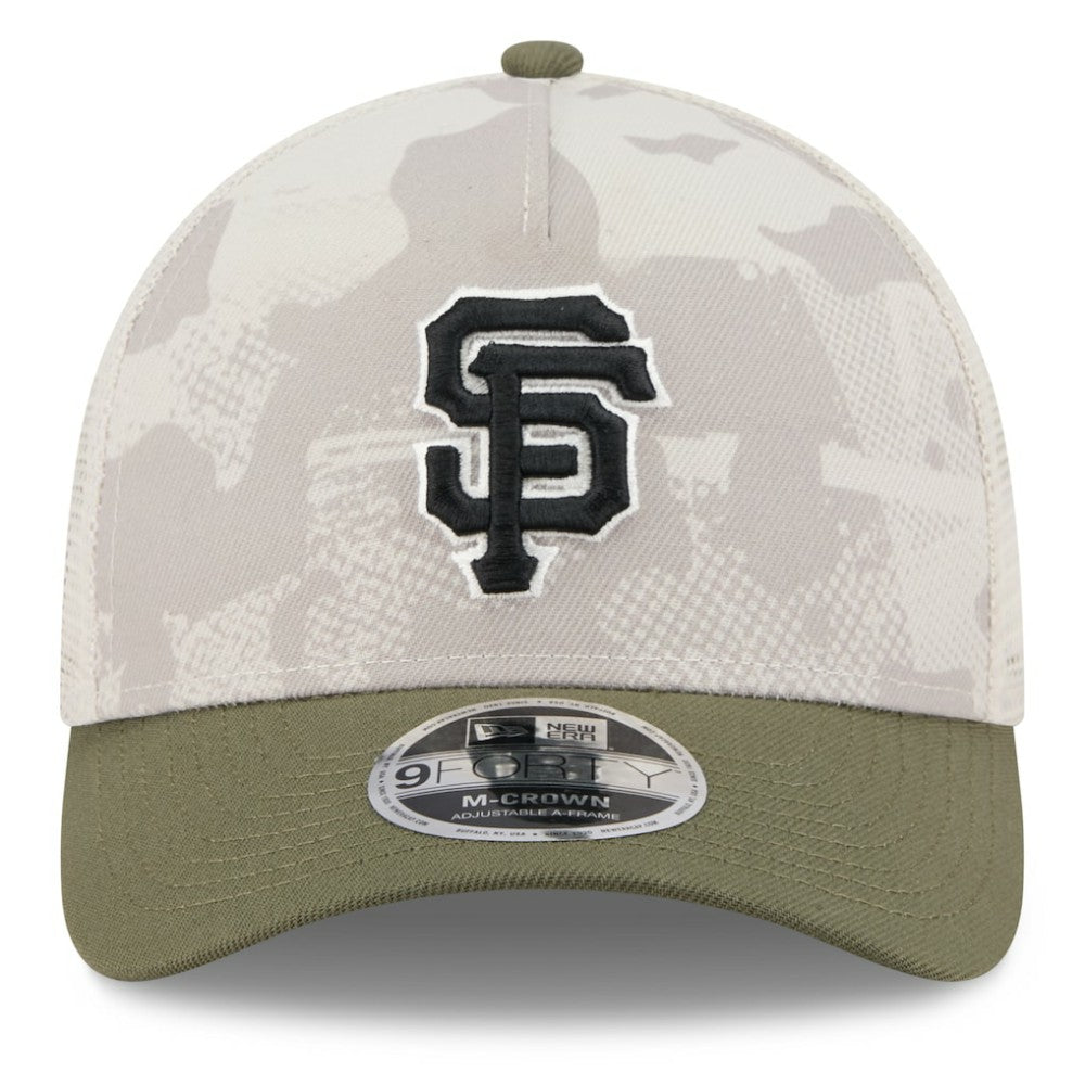 San Francisco Giants New Era 2025 Armed Forces Day 9FORTY M-Crown A-Frame Adjustable Hat - Light Beige/Olive Hats