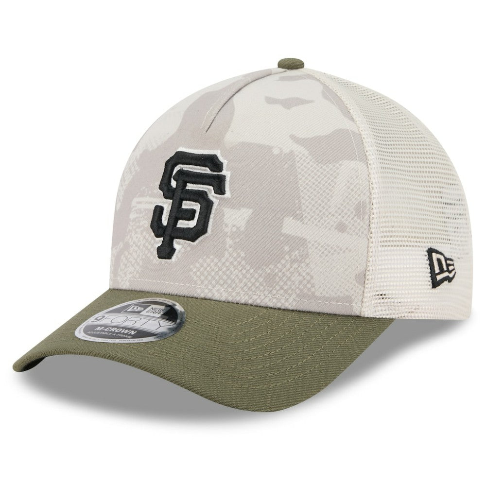 San Francisco Giants New Era 2025 Armed Forces Day 9FORTY M-Crown A-Frame Adjustable Hat - Light Beige/Olive Hats
