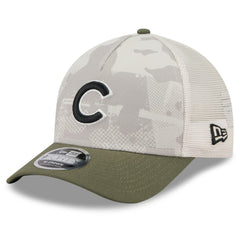 Chicago Cubs New Era 2025 Armed Forces Day 9FORTY M-Crown A-Frame Adjustable Hat - Light Beige/Olive Hats