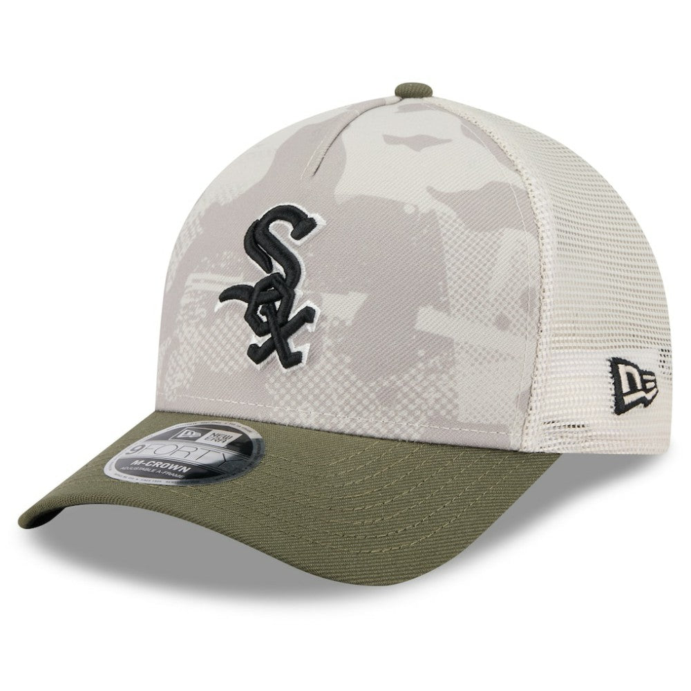 Chicago White Sox New Era 2025 Armed Forces Day 9FORTY M-Crown A-Frame Adjustable Hat - Light Beige/Olive Hats