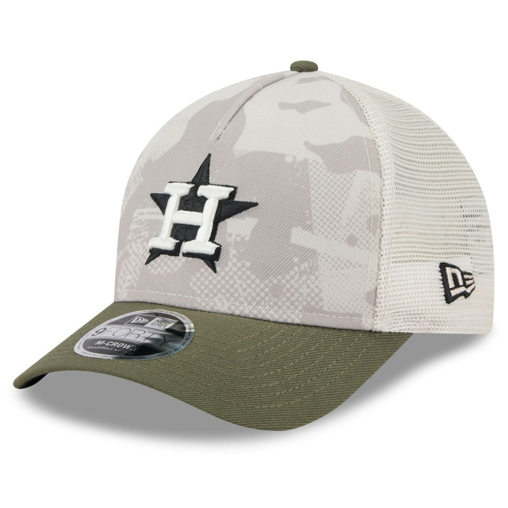 Houston Astros New Era 2025 Armed Forces Day 9FORTY M-Crown A-Frame Adjustable Hat - Light Beige/Olive Hats
