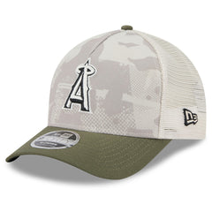 Los Angeles Angels New Era 2025 Armed Forces Day 9FORTY M-Crown A-Frame Adjustable Hat - Light Beige/Olive Hats