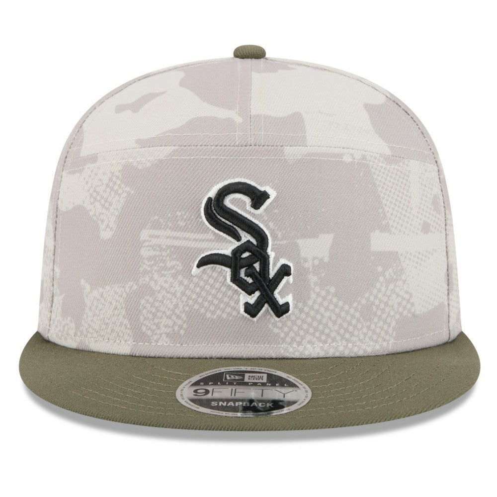 Chicago White Sox New Era 2025 Armed Forces Day Split Panel 9FIFTY Snapback Hat - Light Beige/Olive Hats