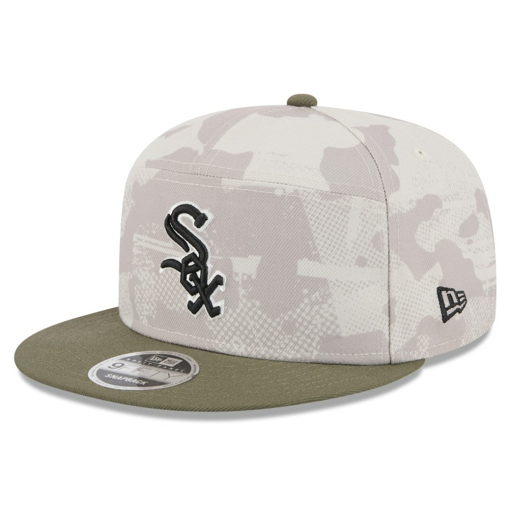 Chicago White Sox New Era 2025 Armed Forces Day Split Panel 9FIFTY Snapback Hat - Light Beige/Olive Hats