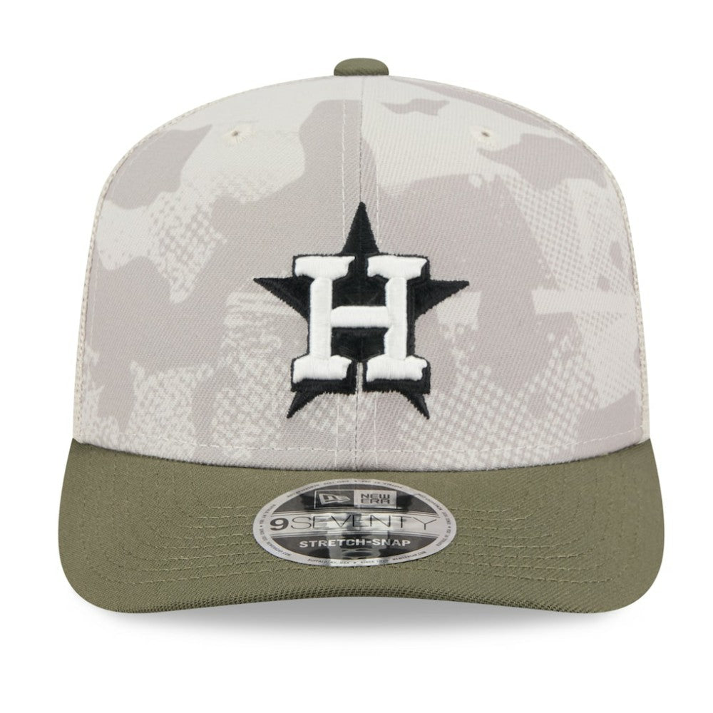 Houston Astros New Era 2025 Armed Forces Day 9SEVENTY Stretch-Snap Hat - Light Beige/Olive Hats