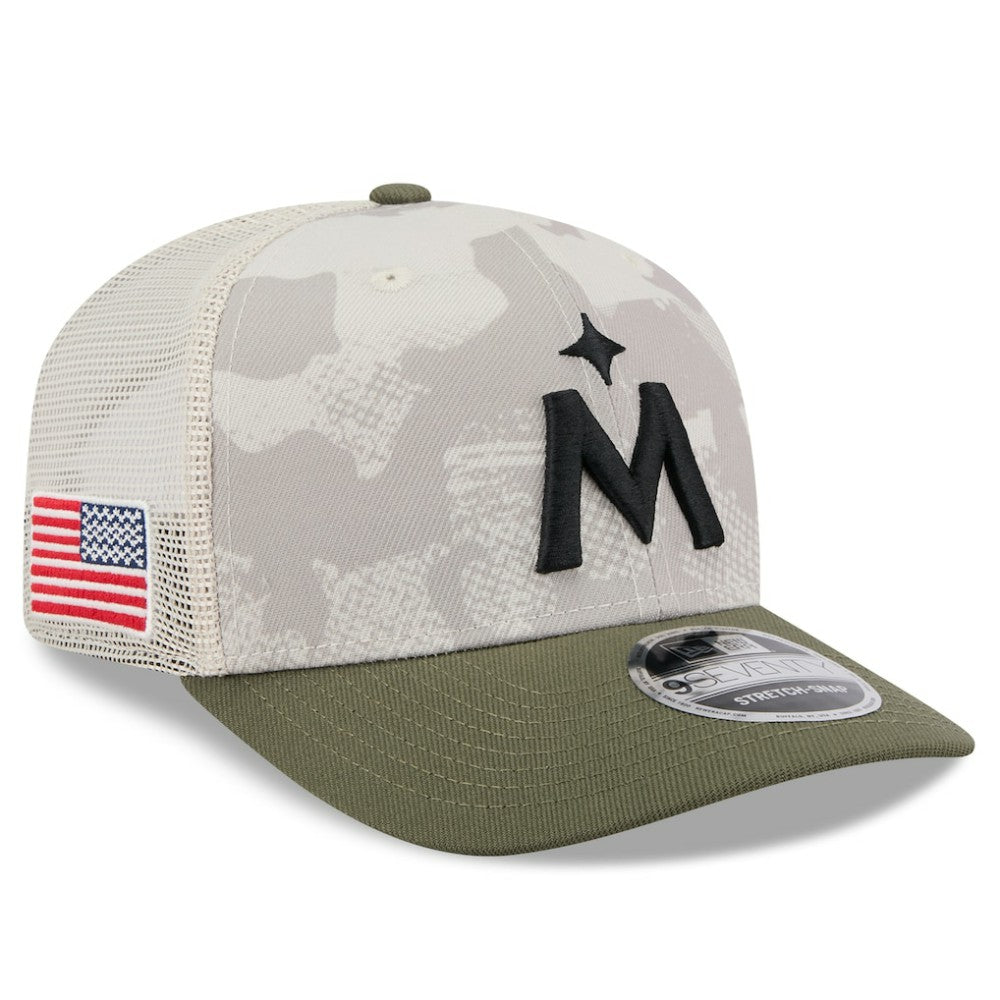 Minnesota Twins New Era 2025 Armed Forces Day 9SEVENTY Stretch-Snap Hat - Light Beige/Olive Hats