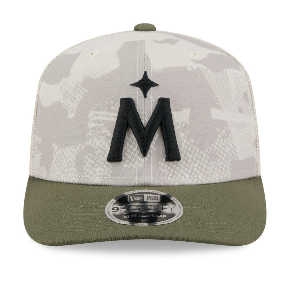 Minnesota Twins New Era 2025 Armed Forces Day 9SEVENTY Stretch-Snap Hat - Light Beige/Olive Hats