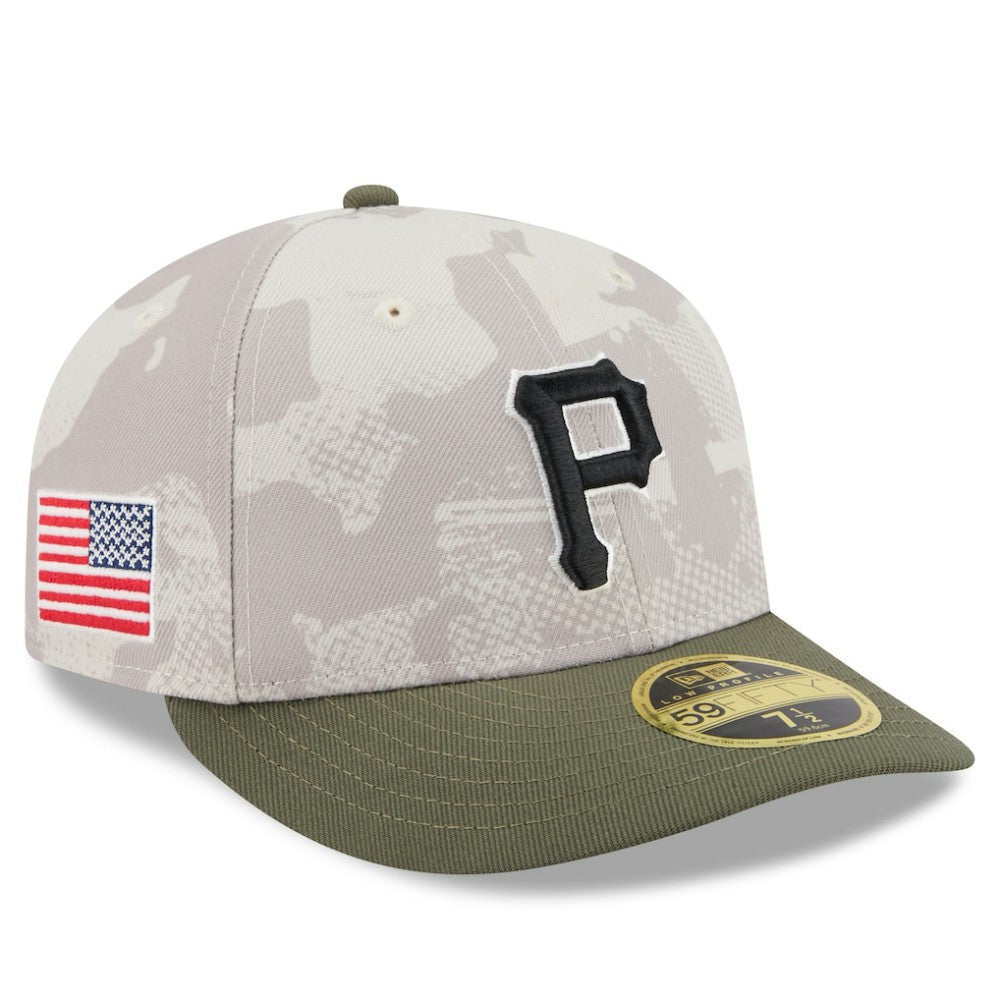 Pittsburgh Pirates New Era 2025 Armed Forces Day Low Profile 59FIFTY Fitted Hat - Light Beige/Olive Hats