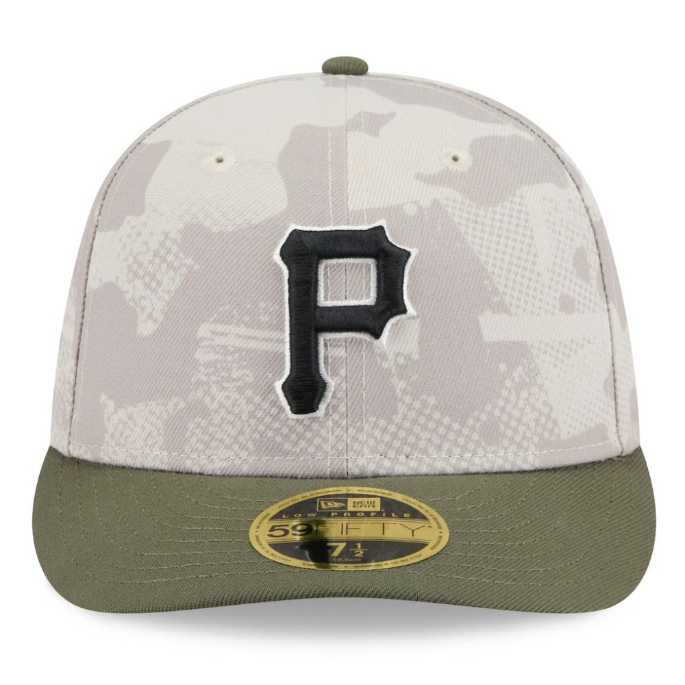 Pittsburgh Pirates New Era 2025 Armed Forces Day Low Profile 59FIFTY Fitted Hat - Light Beige/Olive Hats