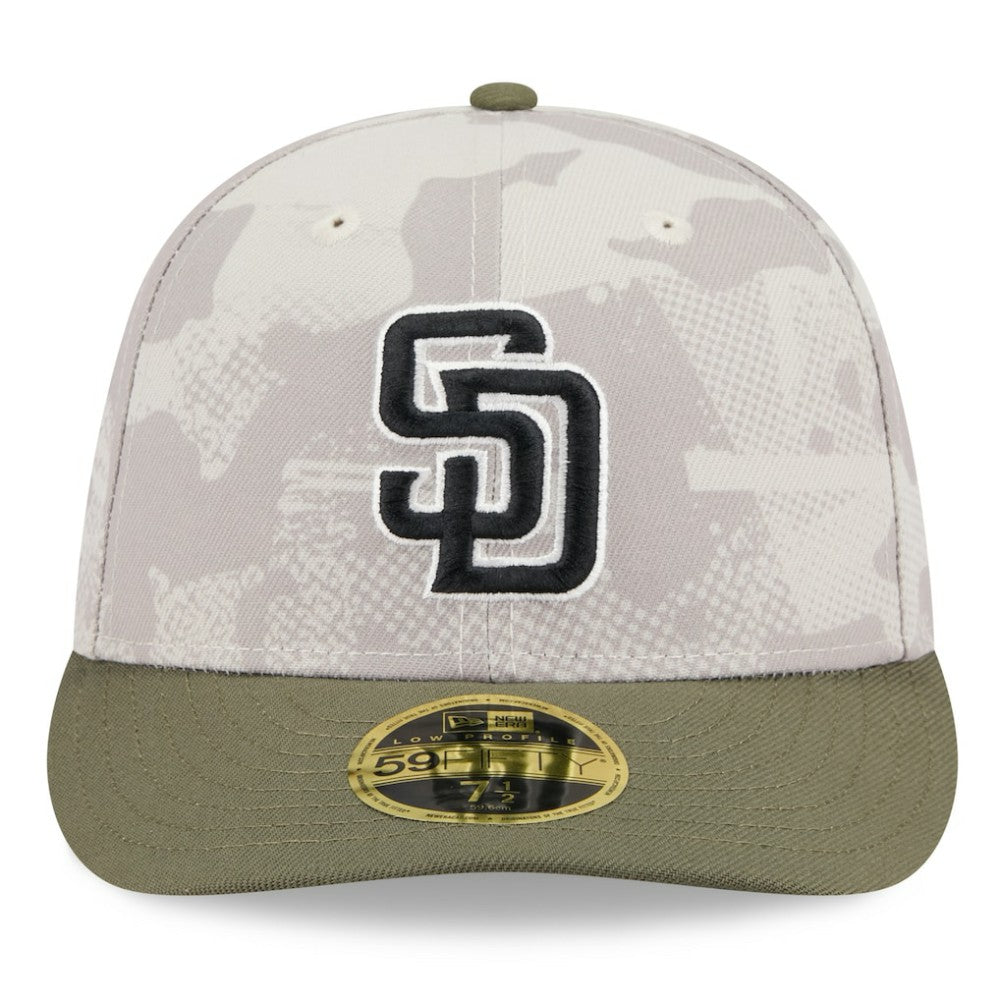 San Diego Padres New Era 2025 Armed Forces Day Low Profile 59FIFTY Fitted Hat - Light Beige/Olive Hats