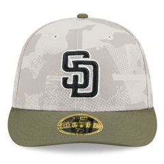 San Diego Padres New Era 2025 Armed Forces Day Low Profile 59FIFTY Fitted Hat - Light Beige/Olive Hats