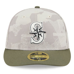 Seattle Mariners New Era 2025 Armed Forces Day Low Profile 59FIFTY Fitted Hat - Light Beige/Olive Hats