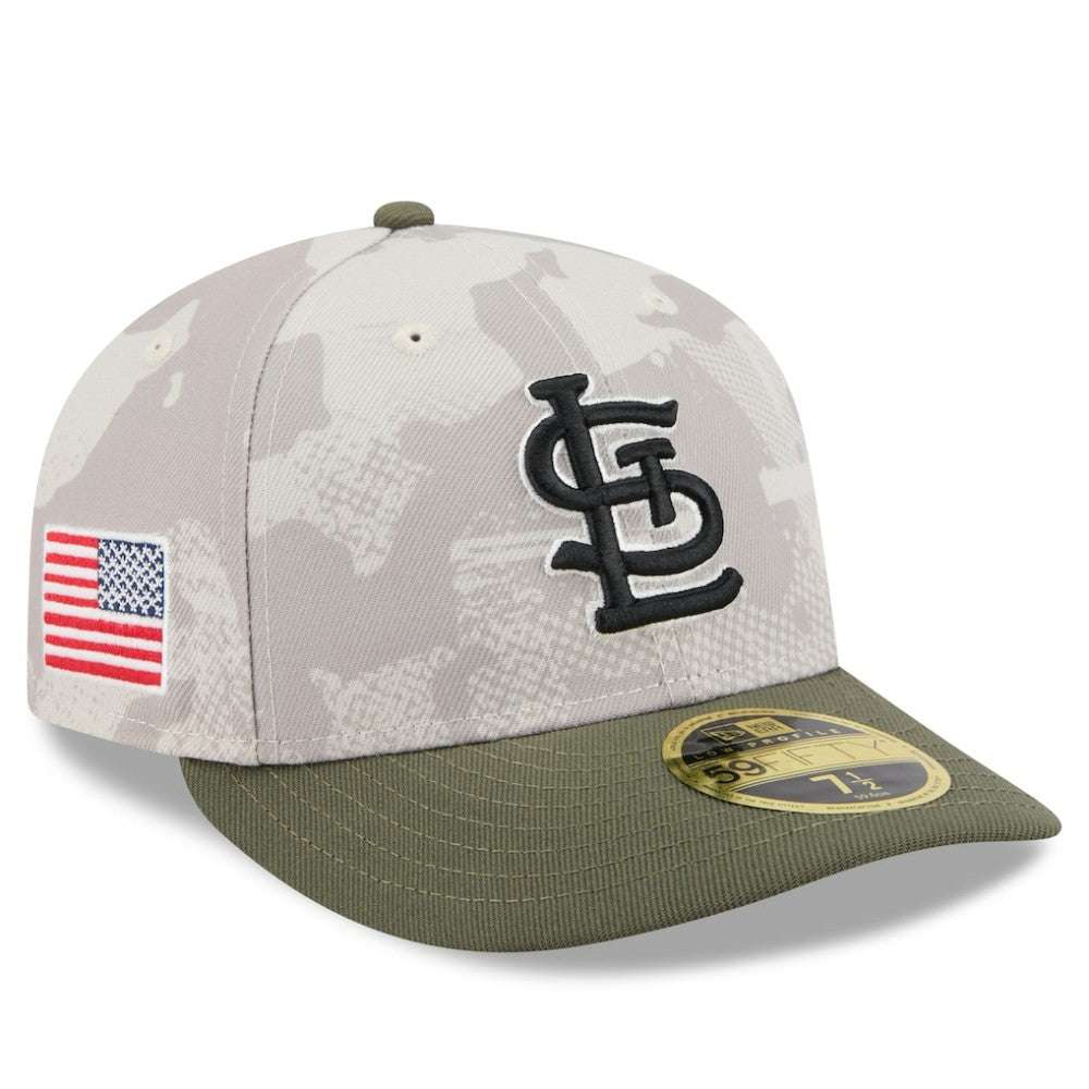 St. Louis Cardinals New Era 2025 Armed Forces Day Low Profile 59FIFTY Fitted Hat - Light Beige/Olive Hats
