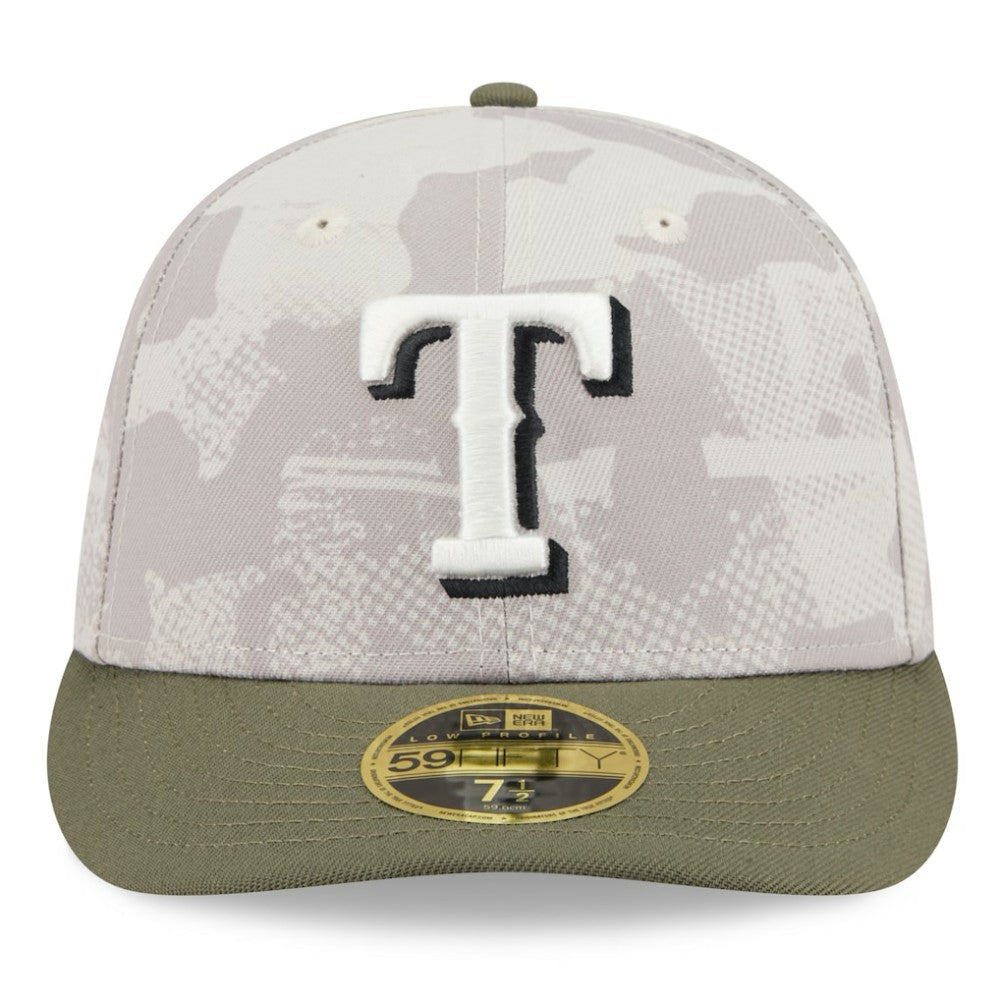 Texas Rangers New Era 2025 Armed Forces Day Low Profile 59FIFTY Fitted Hat - Light Beige/Olive Hats