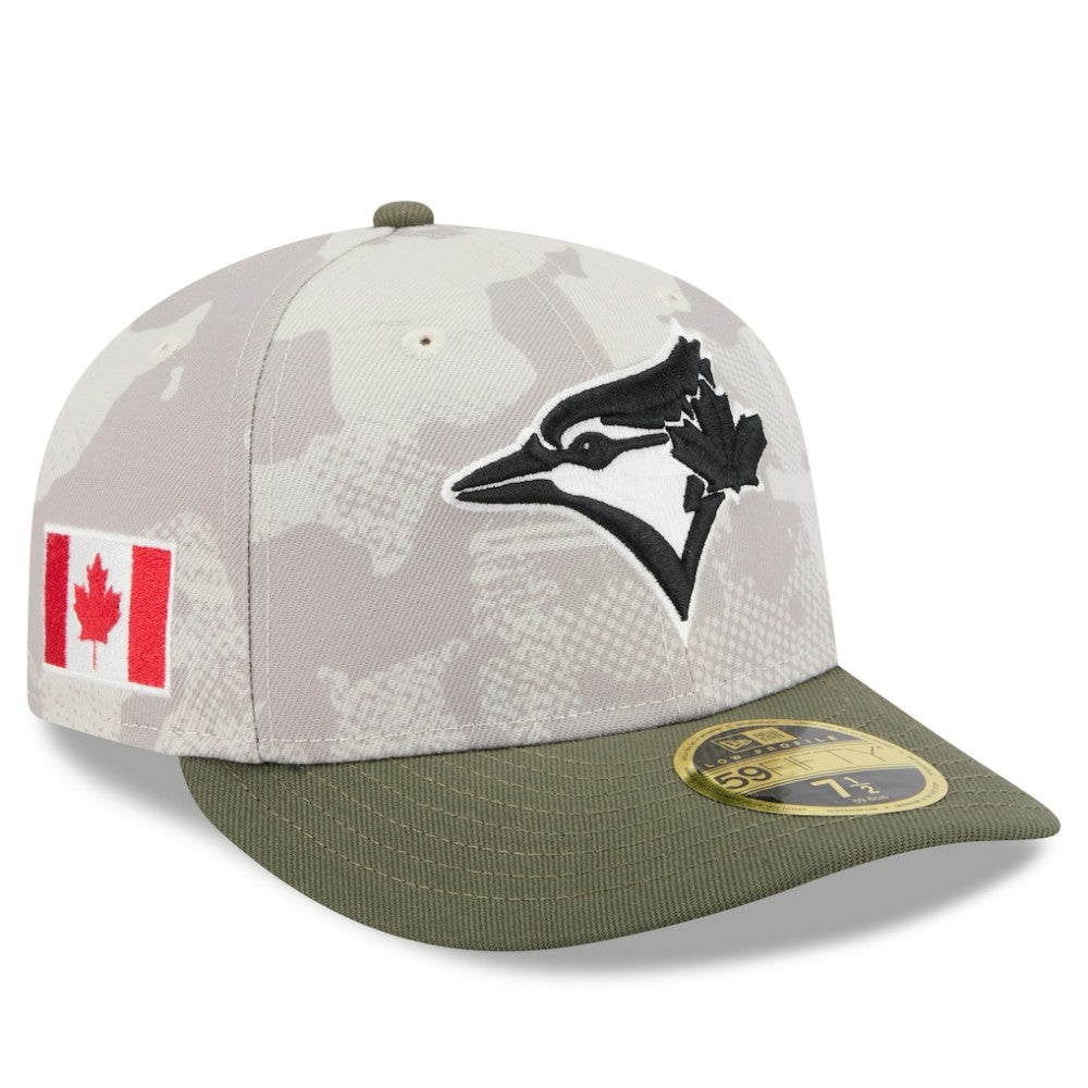 Toronto Blue Jays New Era 2025 Armed Forces Day Low Profile 59FIFTY Fitted Hat - Light Beige/Olive Hats