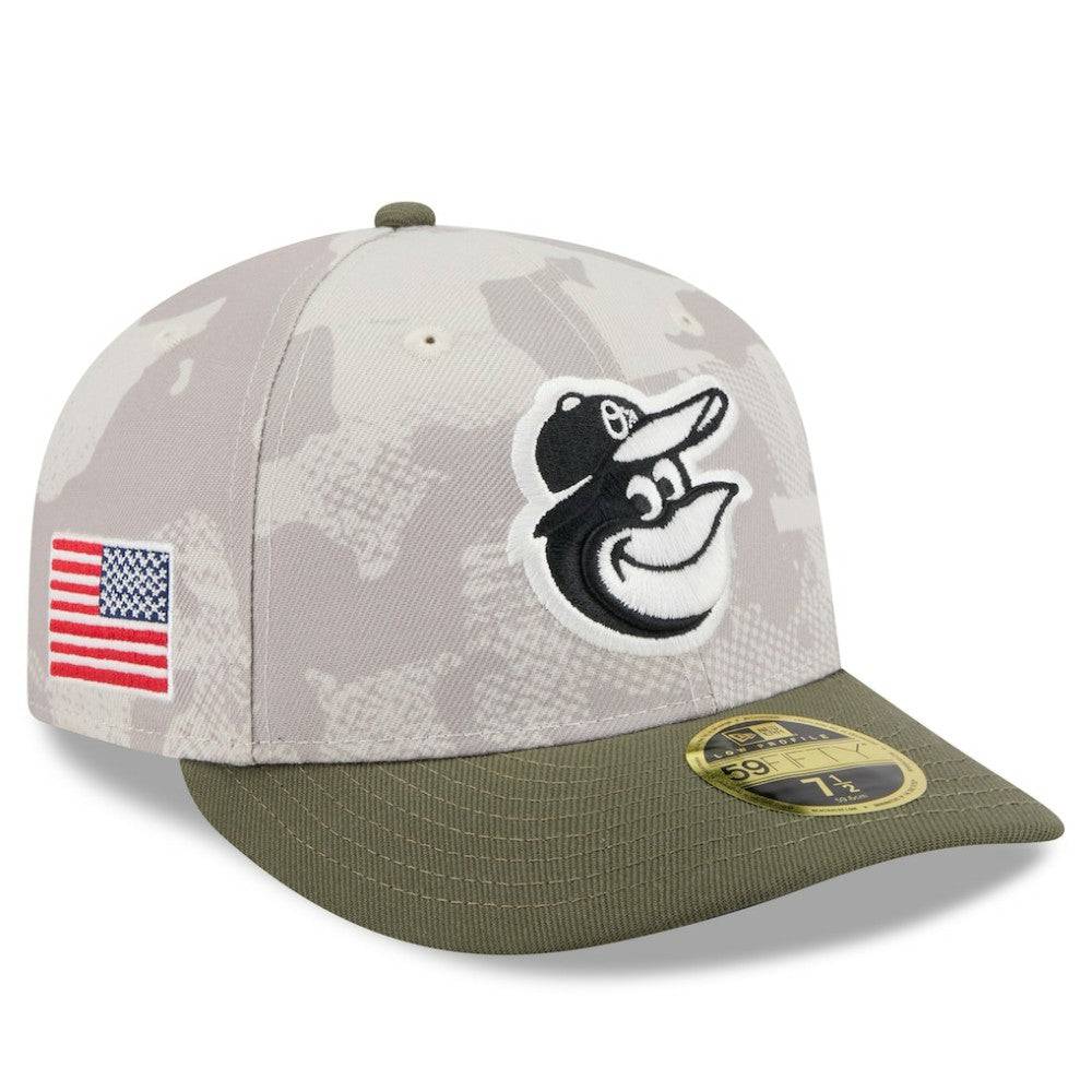 Baltimore Orioles New Era 2025 Armed Forces Day Low Profile 59FIFTY Fitted Hat - Light Beige/Olive Hats