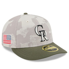 Colorado Rockies New Era 2025 Armed Forces Day Low Profile 59FIFTY Fitted Hat - Light Beige/Olive Hats