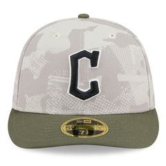 Cleveland Guardians New Era 2025 Armed Forces Day Low Profile 59FIFTY Fitted Hat - Light Beige/Olive Hats