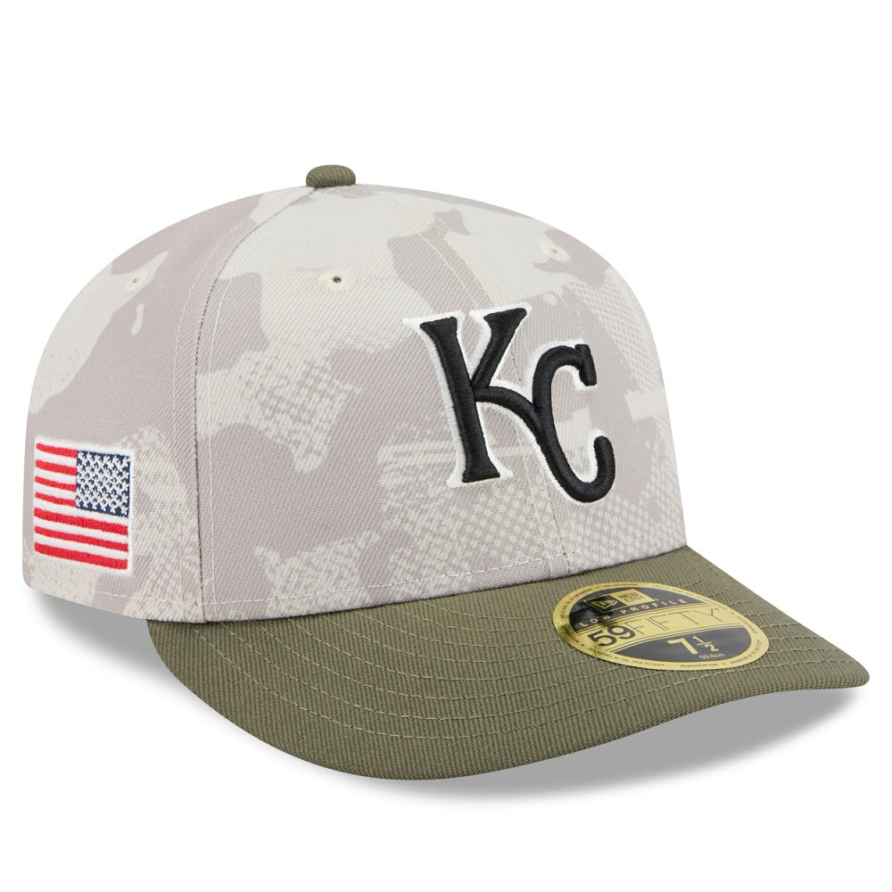 Kansas City Royals New Era 2025 Armed Forces Day Low Profile 59FIFTY Fitted Hat - Light Beige/Olive Hats