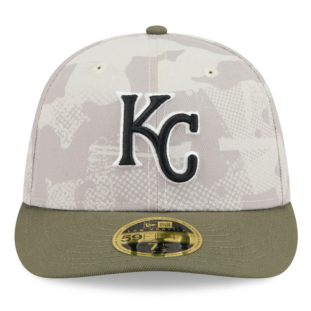 Kansas City Royals New Era 2025 Armed Forces Day Low Profile 59FIFTY Fitted Hat - Light Beige/Olive Hats